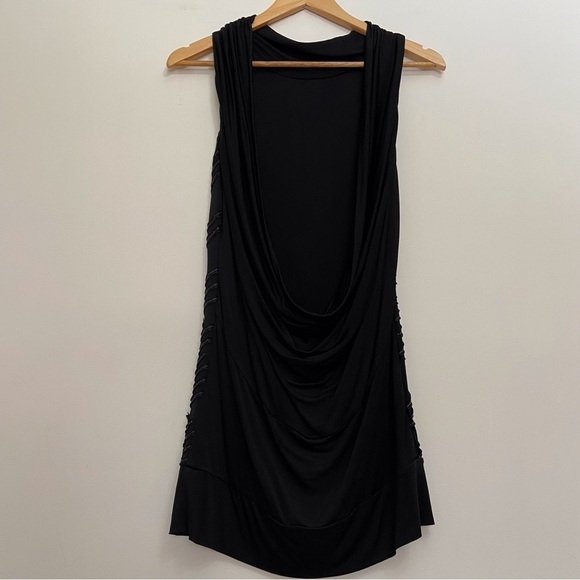 Marciano BLACK 100% silk mini dress open back silver metallic sewing size Small - Picture 4 of 15